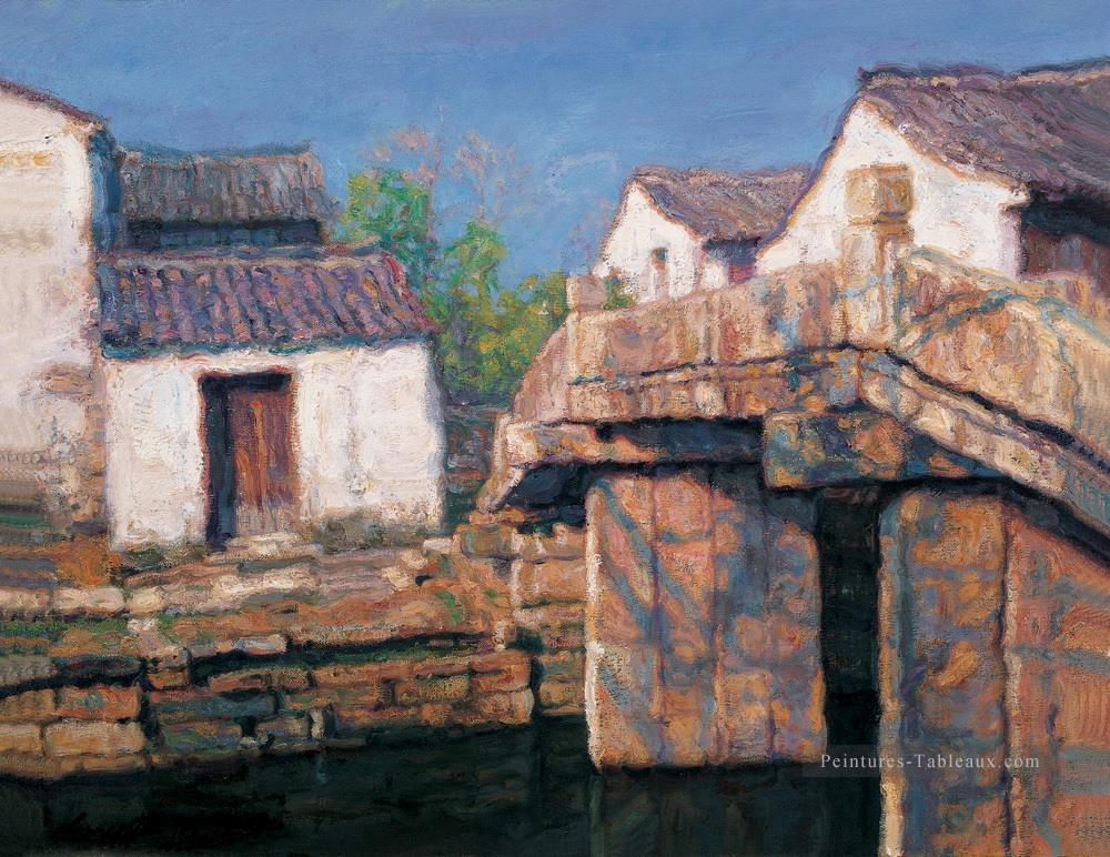 River Village Noon Shanshui Paysage chinois Peintures à l'huile